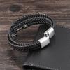 2019Fashion Stainless Steel Anchor Bracelet Men Black Braided Cowhide Leather Rope Bracelets Wrap Punk Charm Jewelry