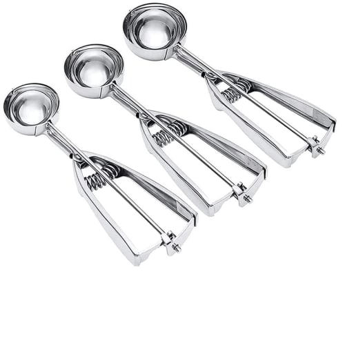 

Stainless Steel Ice Cream Scoops, Perfect for Ice Cream, Potato Salad, and Meatballs, Convenient to Clean, Available in 3 Sizes, Suitable for Kitchens