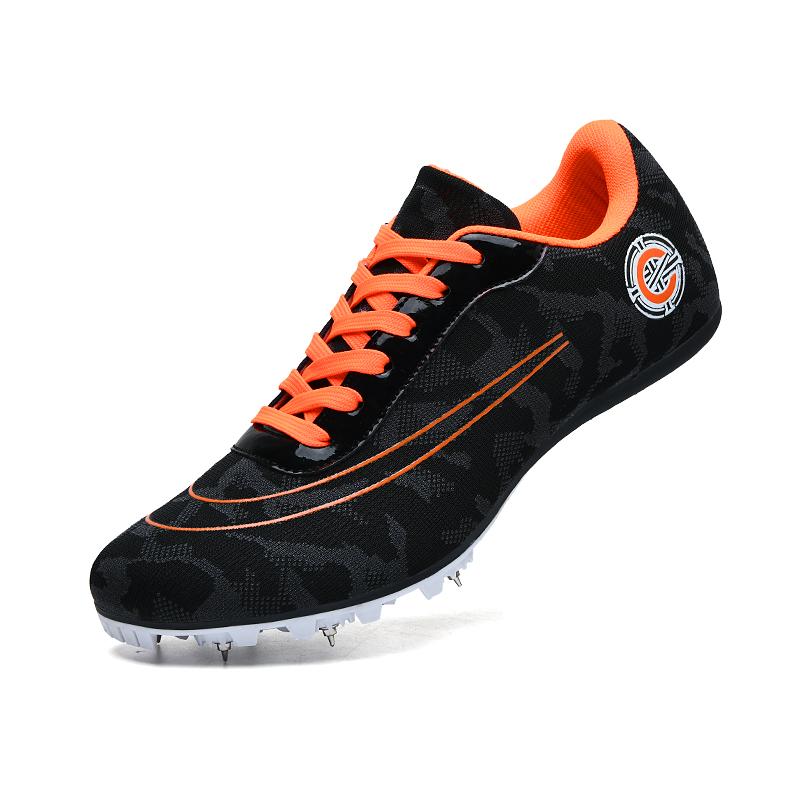 Professional Men Track & Field Shoes Anti Slip Wear-resistant Sneakers Trendy Elastic Athlete Sprint Shoes Student Nail Shoes