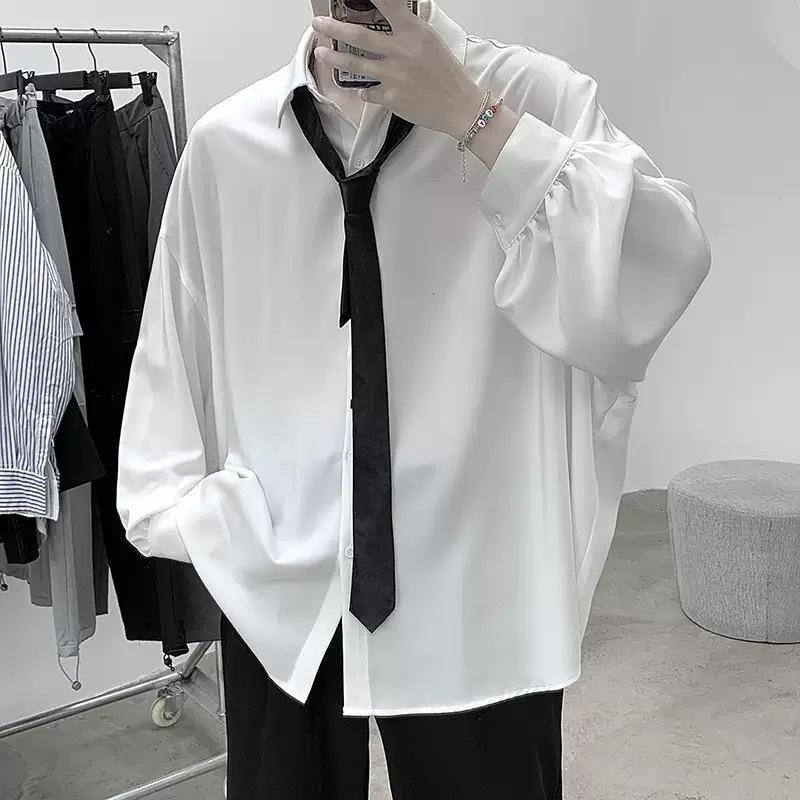 Men's Hong Kong Style Loose Long-Sleeve Shirt: Fashionable JK Design with Trendy, Relaxed Fit