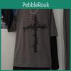 T-shirt Gotycki Styl 2022 Goth Mall Goth Topy Punk Długi Rękaw Oversize T-shirt Japoński Streetwear Moda Koreański Styl