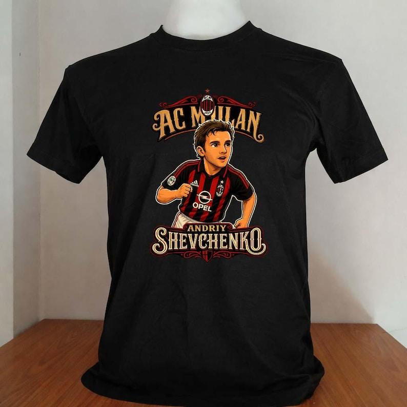 andriy shevchenko ac milan cartoon shirt black color 3XL
