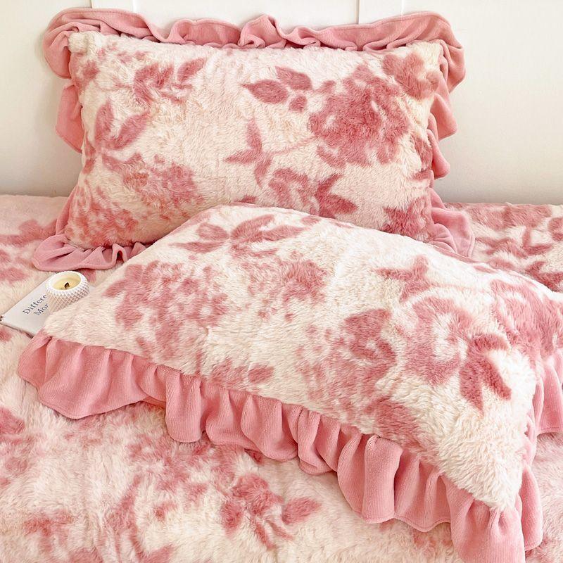1PC Thickened Pillow Set Lace Pillow Cover Single Thickened Warm Milk Fleece Pillowcase