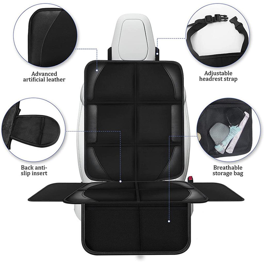 Car Seat Protector 600D Child Safety Seat Protective Mat Leather Seat Anti Slip and Anti Friction Pad with Storage Bag