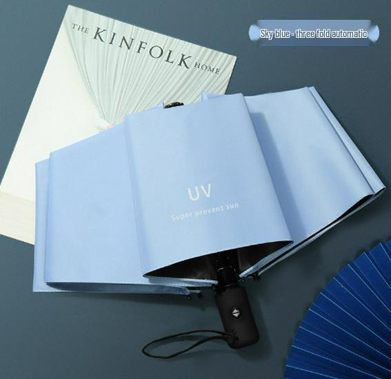 Thickened Black Glue Manual Folding Umbrella: Sun & Rain Protection for Men