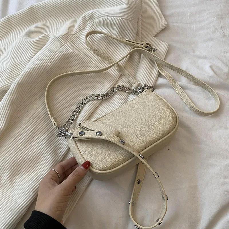 Sac à Bandoulière Rétro Décontracté pour Dames Sac à Main Mode à Chaîne Sac Messager Rétro Nouveau pour Femmes
