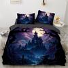 Dark Night Halloween Castle 3D Printed Bedding Set Cozy Soft Duvet Cover Set King Queen Twin Size Halloween Gift Bedroom Decor