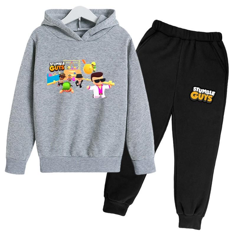

Весенне-осенний детский повседневный комплект с капюшоном Game Stumble Guys с мультяшным принтом, спортивный костюм для мальчиков и девочек, пуловер, детское пальто, топ 150