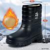 Men's Winter Velvet-Lined Non-Slip Waterproof High-Top Rain Boots for Outdoor and Work