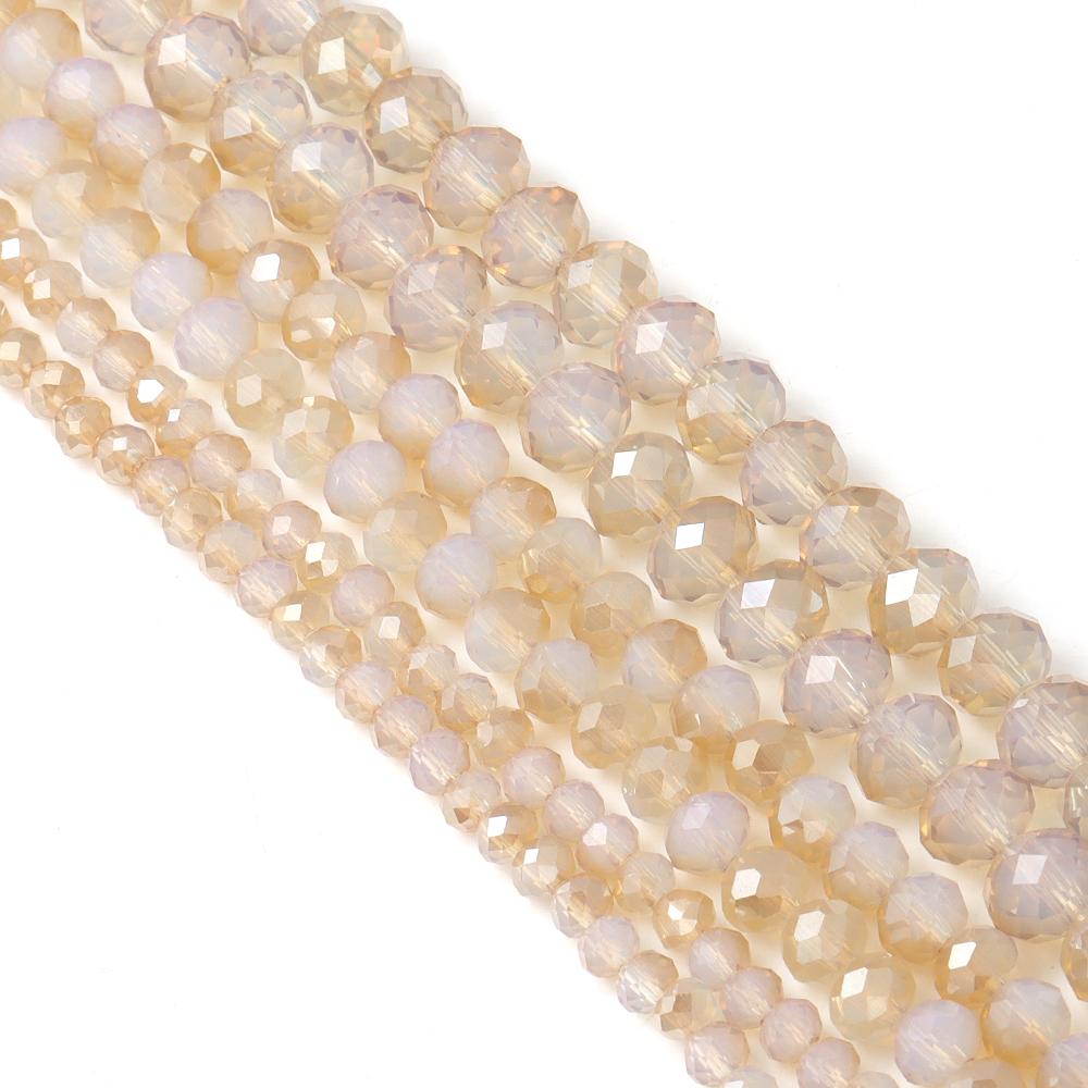 Perline di Cristallo Sfaccettate da 4 6 8mm Vetro Bianco Semi Ambra Perline Distanziatrici Sfuse Per la Realizzazione di Gioielli Braccialetti Fai-da-te Accessori per Collane