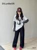 Unisex Wide-Leg Velvet Jeans with Cherry Embroidery for Girls - Loose Fit, Solid Color, Ideal for Middle and Older Children