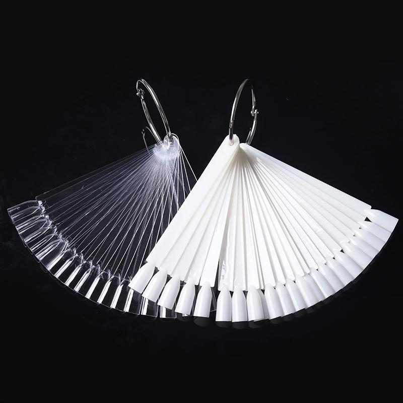 50pcs/set Color Card False Nail Tips Fan Transparent White Pink Fake Nail Tips Nails Art Practice Display Design Tools Nails Art