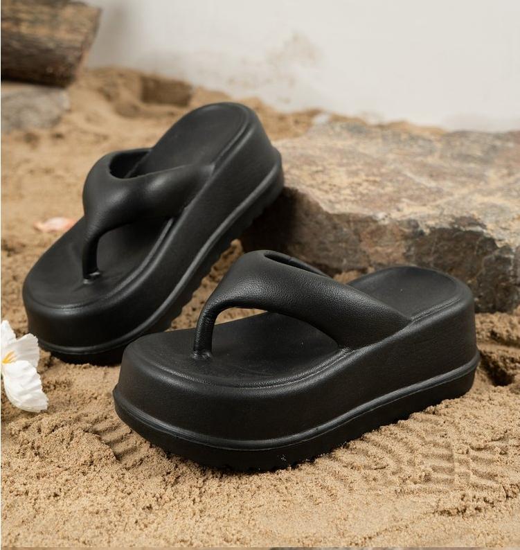 

fashion New Summer Flat Slippers Women Genuine Leather Black White Flops Thick Sole Mules Casual Comfort Slides Woman Platform Sandals 37