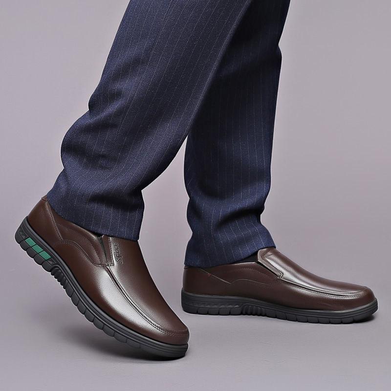 Men's Genuine Leather Non-Slip Casual Business Shoes - Breathable, Comfortable & Lightweight for Middle-Aged Dads