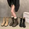 Fashion Autumn New Women's Knight Mid-calf Boots Fashion Trend Buckle Thick Bottom Short Boots Non Slip Comfortable Women Leather Shoes