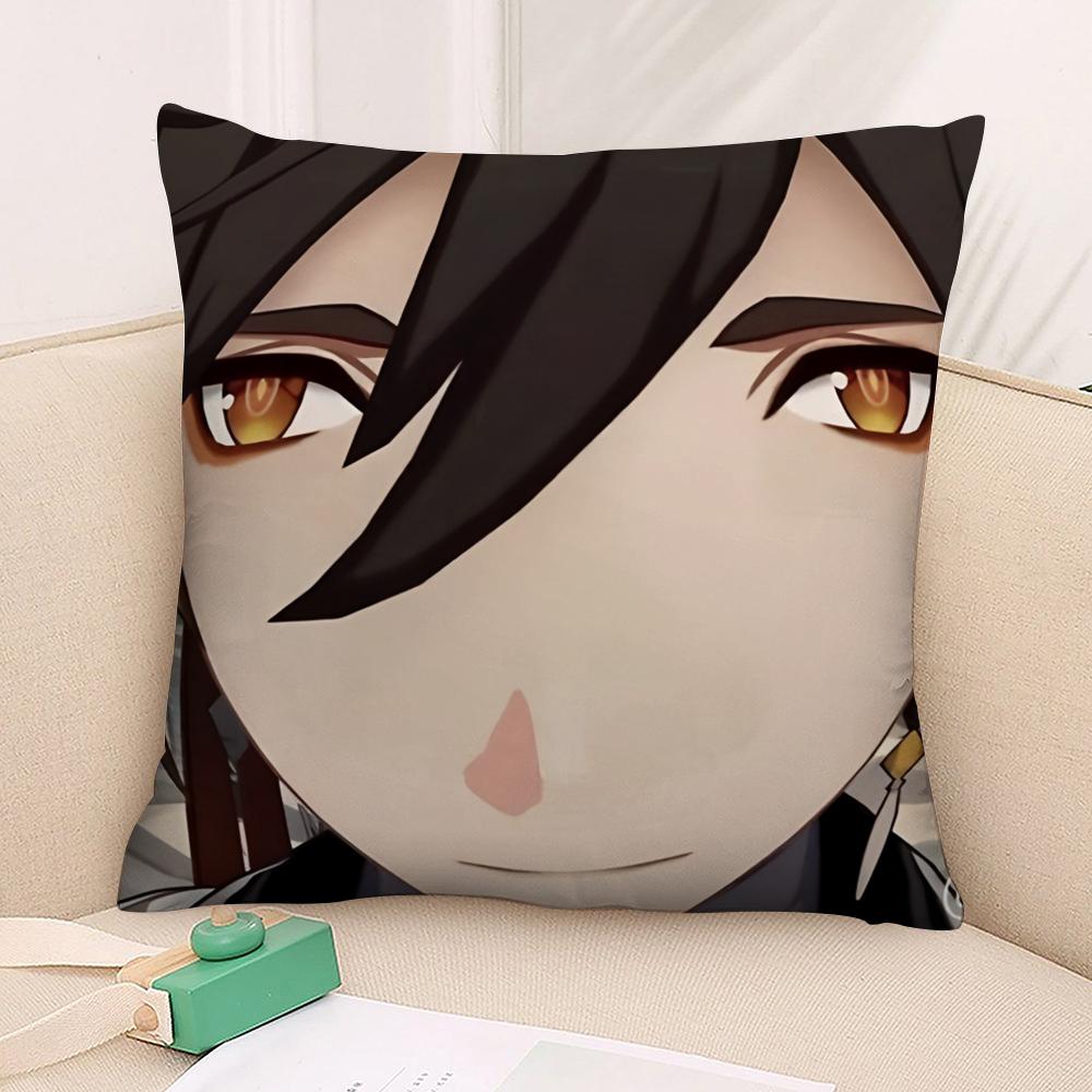 Zhongli Genshin Impact Pillow Case 3D Print Polyester Fiber 45*45 cm Home Sofa Throw Pillow Cover Decoration Festival Gift