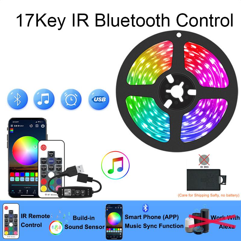 

Bluetooth Led Strip Lights Usb For Tv Smart Led Tape Light 5V Flexible Led Lighting Strips Adhesive 5050 Led Strip Music Sync 30LED-M&5050 Non Waterproof&1M RGB