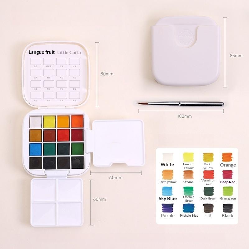 

New 1Set Travel Sketching Painting Box 16Colors Mini Solid Watercolor Paint Kit With Brush & Palette For Art Drawing Sketching