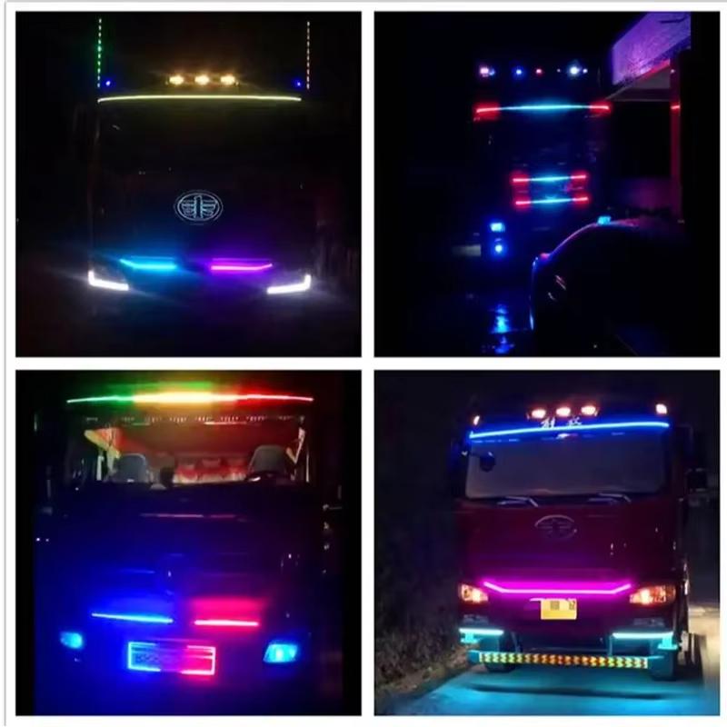 24V Truck Colorful Flashing Light LED Decorative Lamp Atmosphere Light  Night Driving Safety Warning Light For MAN SCANIA VOLVO
