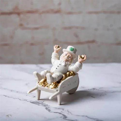 

Американський Золотий Розписаний Санта Клаус Тролейбус Фігурка Настільні Прикраси Домашні Декорації Керамічні Вироби Порцелянові Подарунки