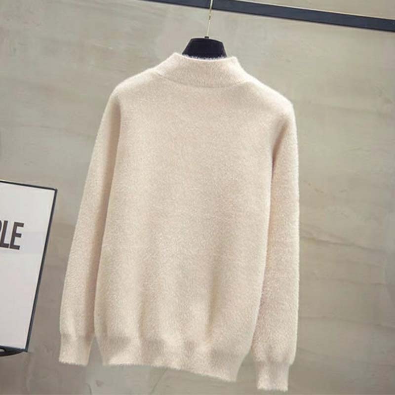 Sweater for Women Autumn Winter Thickened Warm Knitted Stretchy Long Sleeve Tops