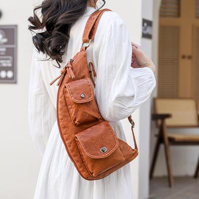 Damen Brusttasche Weiche Leder Umhängetasche Crossbody Kleine Tasche Große Kapazität Schulter Reisetasche