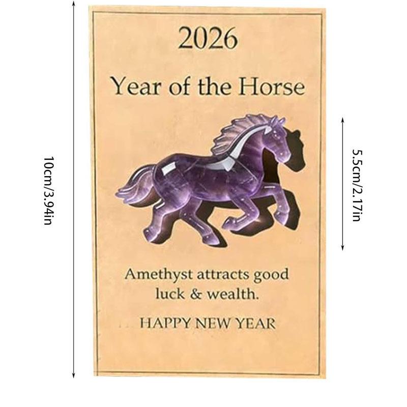 Lucky Crystal Horse a Symbol of Strength New Beginnings 2026, Horse Year Zodiac Blessing Souvenir, Lucky Green Aventurine Horse Figurine with Card