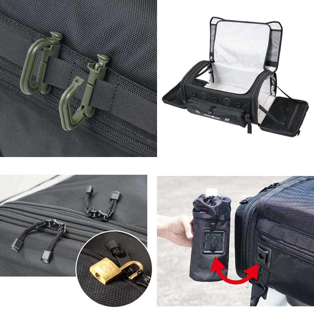 Container Seat Bag 64 for RR9038 ROUGH&ROAD Motorcycles, Black, Capacity 55-64L (Maximum),