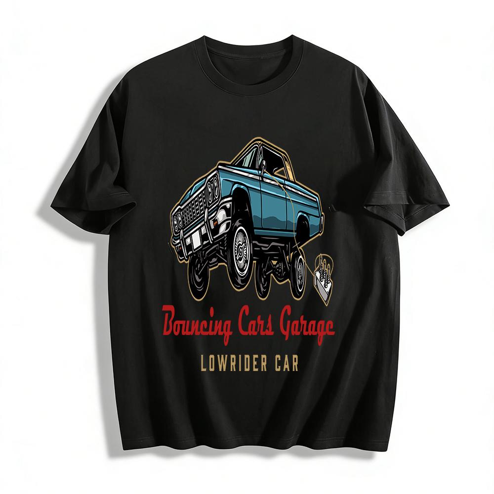 

Lowrider Bouncing Cars Garage Graphic Casual Tee Shirt Pure cotton T-shirt XXS