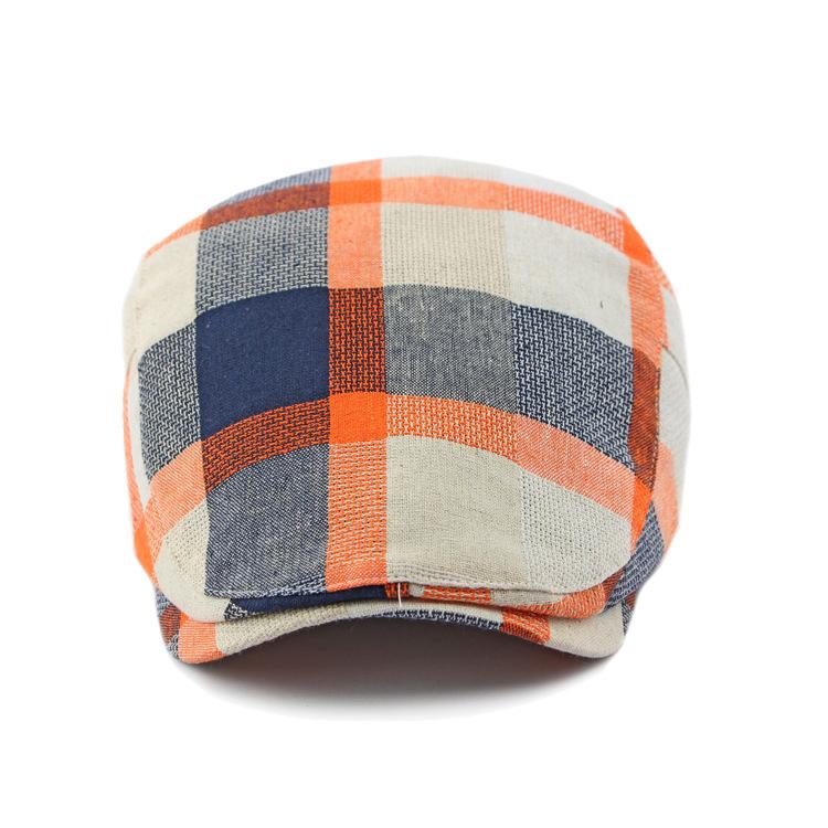 Men Women's Beret Plaid Cap Vintage Paintwork Hat
