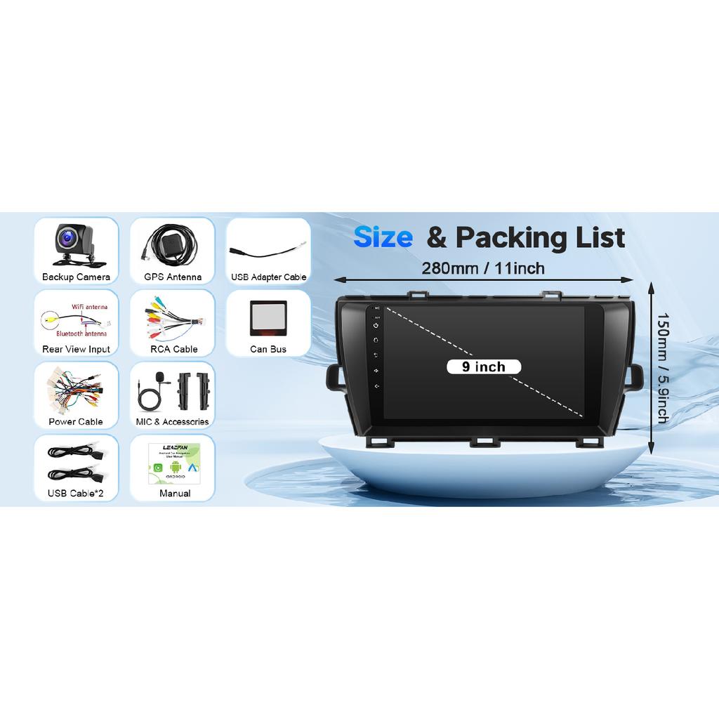 9 Inch Touchscreen Stereo for Prius Support Wireless Carplay Android Auto GPS Bluetooth 5G WiFi FM SWC + Backup Camera (Fit J.B