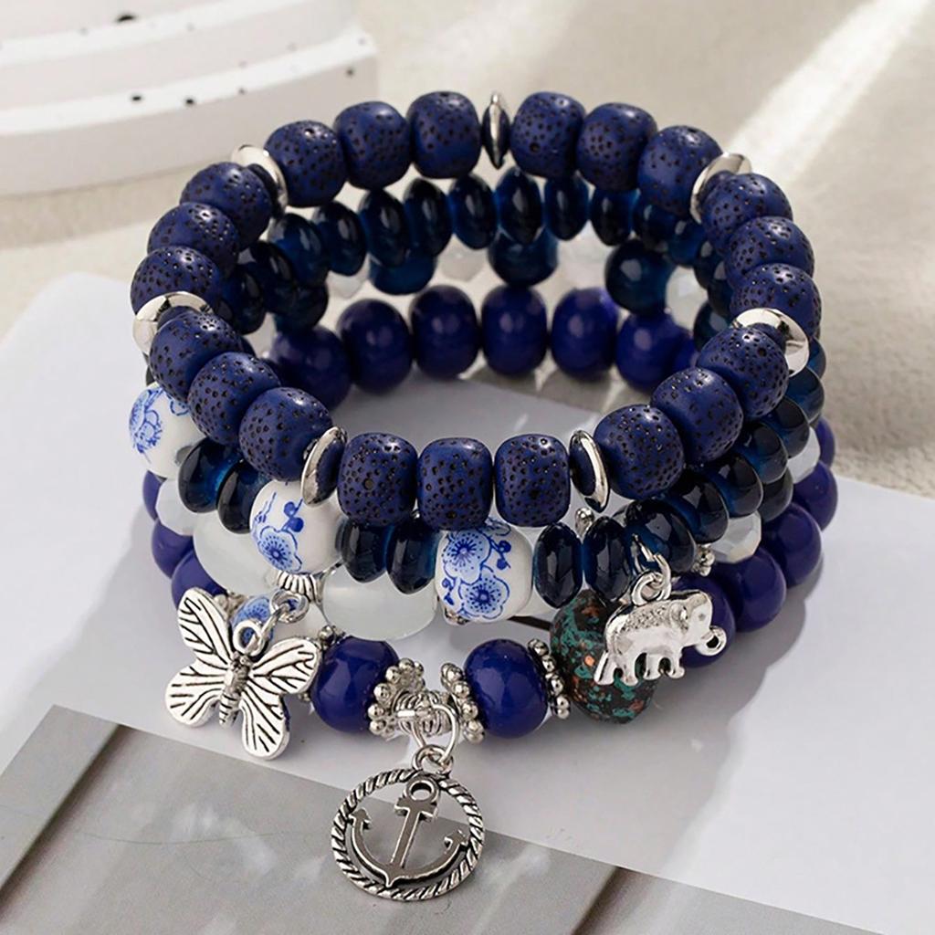 Böhmisch Chinesischer Stil Schmetterling Baby Elefant Anker Mehrschichtig Perlenarmband Damen