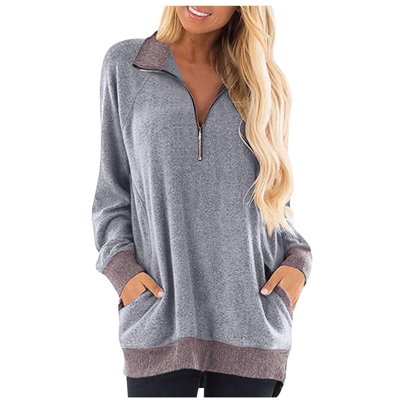 

Осенняя повседневная свободная блузка с карманами, женская повседневная однотонная рубашка с длинным рукавом, отложной воротник, уличный свободный трикотажный топ S серый