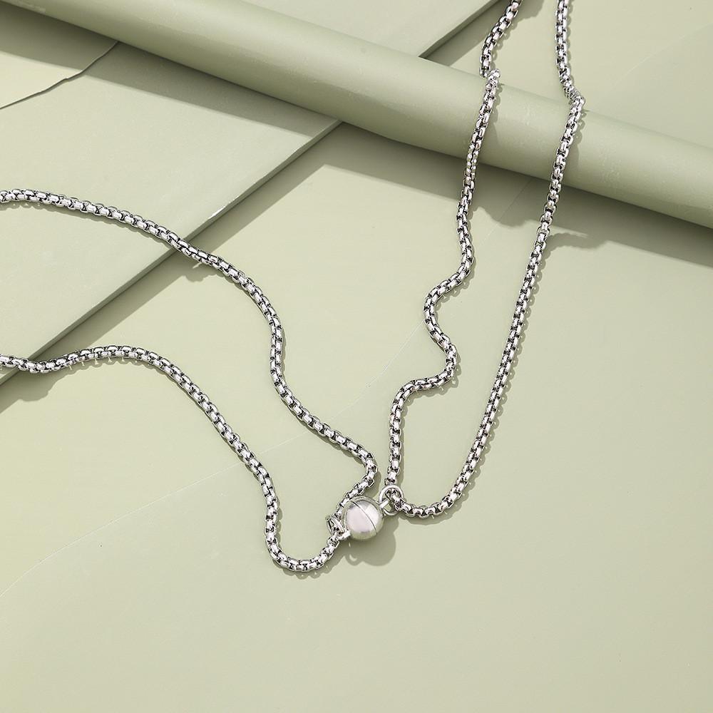 Trendy Couples Necklace Set Featuring Magnetic Charm Creative Design For Fashion Lovers