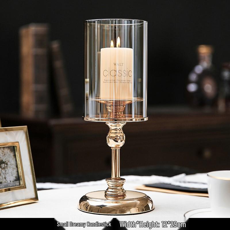 

Скандинавський розкішний скляний свічник: Романтична Ретро Настільна Декорація для Вечерь при Свічках