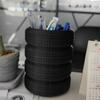 Portabolígrafos de Neumático Creativo Forma de Neumático Gran Capacidad Organizador de Escritorio para Bolígrafos Tijeras Clips de Papel Base Estable Antideslizante Decoración de Oficina