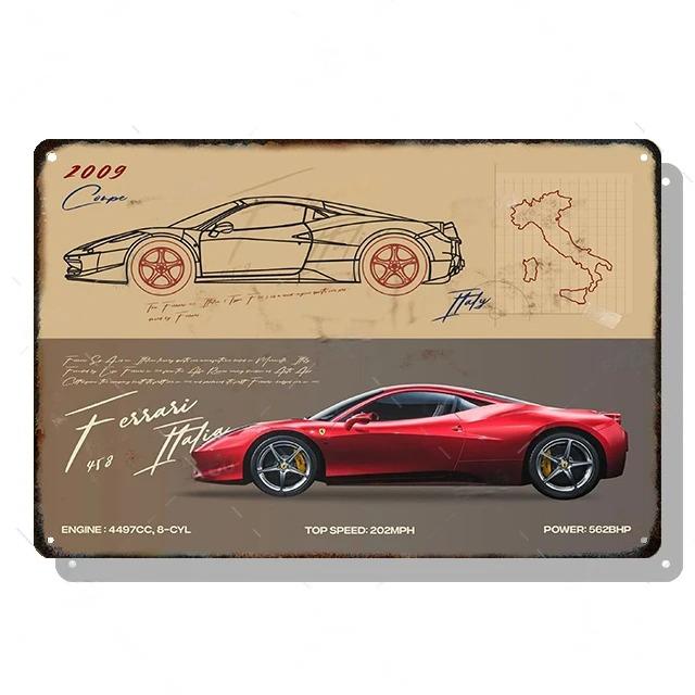 FJ Decor SUV Sedan Red Sports Car Metal Poster Beetle Retro Vintage Tin Signs Auto Club Garage Wall Art Decor