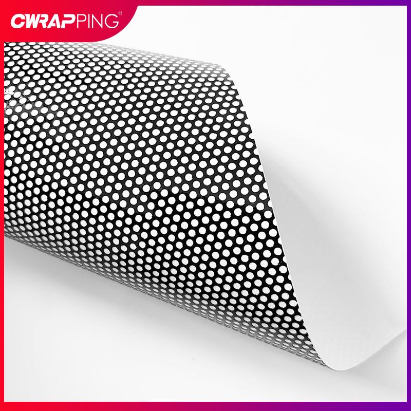 Tinting Perforated One-Way Adhesive Wrap Film Car Black White Tinting Mesh Sticker Perforated Vinyl Privacy Window Film