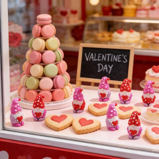 Mini Gnome Figurines Set for Hide And Seek Game Valentines Day Heart Gnomes Red Pink Unique Home Table Decor Romantic Gifts