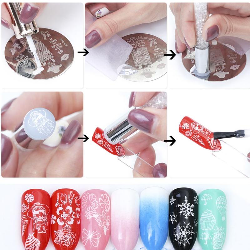 Nail Art Stamping Plates Stainless Steel Brush Pumpkin Bats for Image Halloween