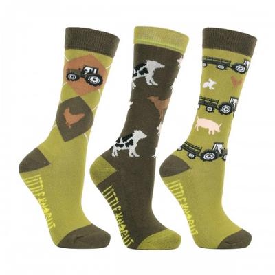 Childrens/Kids Farm Collection Tractor Bamboo Boot Socks (Pack of 3)