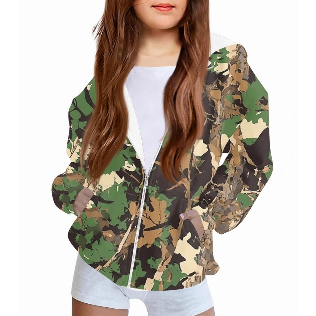 Children's Fashion Christmas Printed Long Sleeved Hooded Sweatshirt Girls' Hoodie Jacket