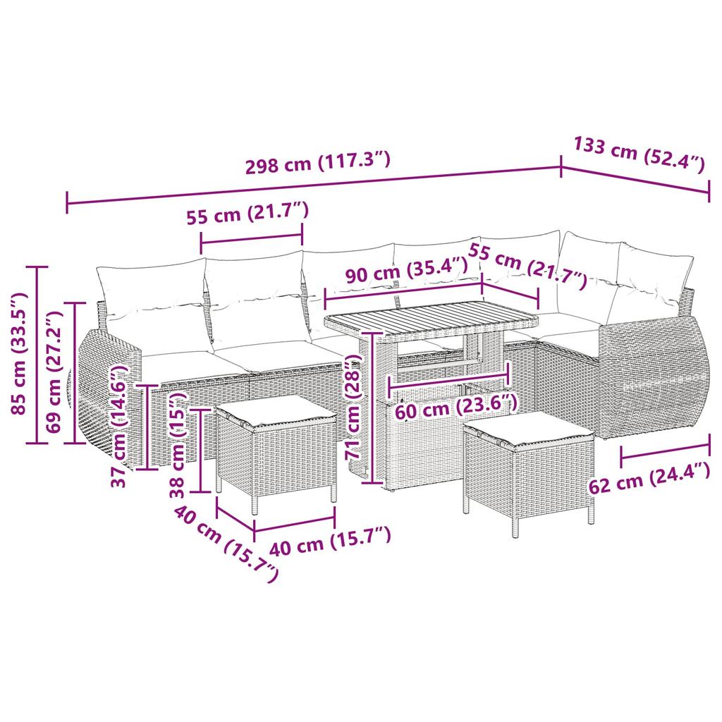 Garden Sofa Set 9 pcs Black Poly Rattan