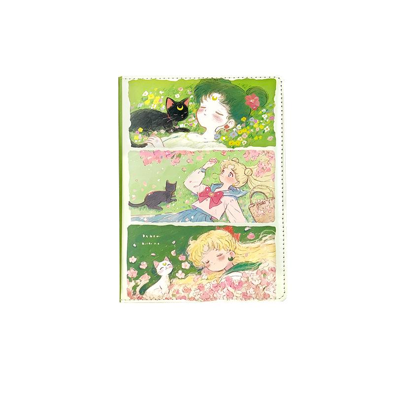 A5 Beautiful Girl Series Notebook - Trendy Leather Cover, Color Pages, Cool Cartoon Design, High-Value Student Diary