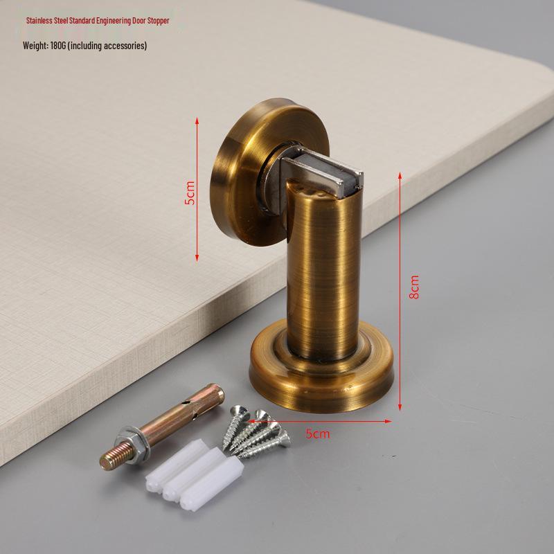 304 Stainless Steel Magnetic Door Stopper – Thickened Anti-Collision Design, High-Grade Black Wall Suction for Room