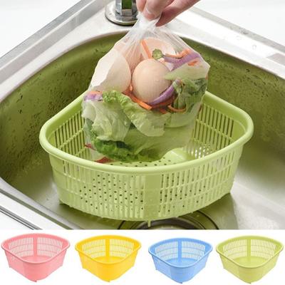 Kunststoff Dreieck Abtropfkorb Obstwaschen Platzsparend Eck-Abtropfsiebkorb Abtropfen Schwamm-Abtropfgestell Küche