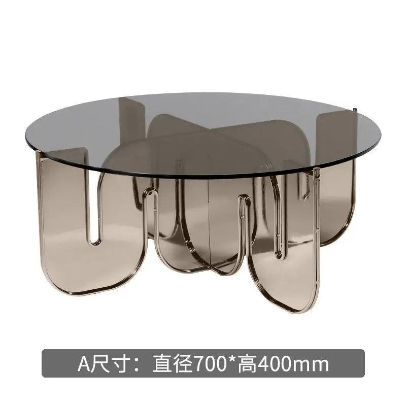 Acrylic coffee table creative personality advanced lighting luxury transparent glass round living room modern coffee table