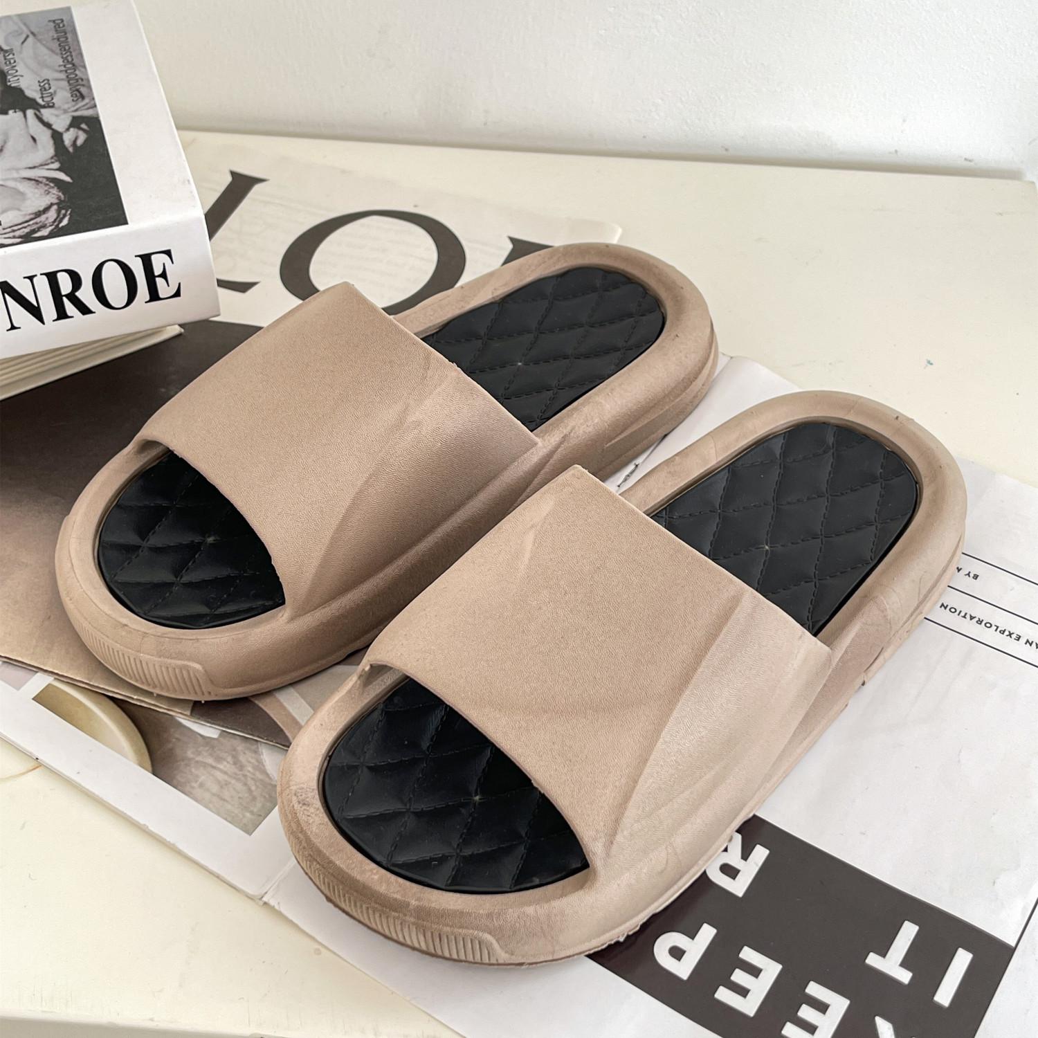 

Мужские уличные тапочки, летние домашние нескользящие домашние тапочки для пар на толстой подошве, домашние мужские тапочки для ванной комнаты для женщин 44-45 кофейный