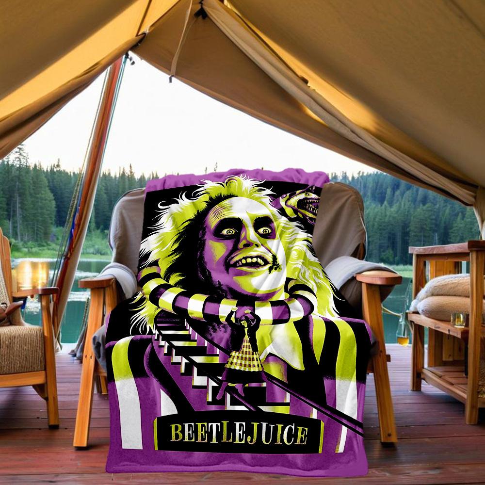 

1PC Beetlejuice Halloween Outdoor Blanket Lightweight Flannel, Soft & Warm, All-Season, Outdoor, Camping, Living Room, Office, L1106077 80x120cm