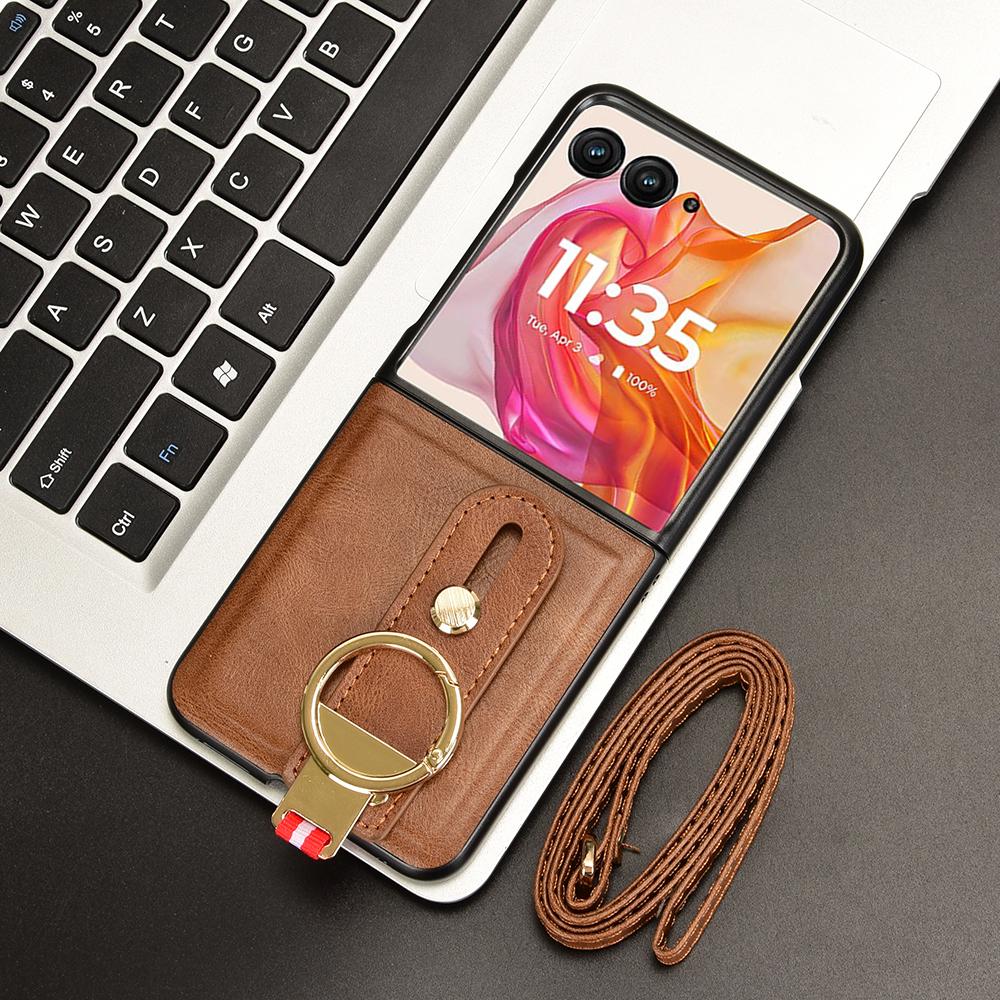 Für Motorola Razr 50 Ultra 5G Hülle Armband Leder+PC+TPU Abdeckung mit Flaschenöffner